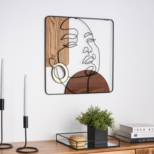 LuxeHome Wall Decor Brown Iron MDF 50 X 50 Minimalist Handmade Art