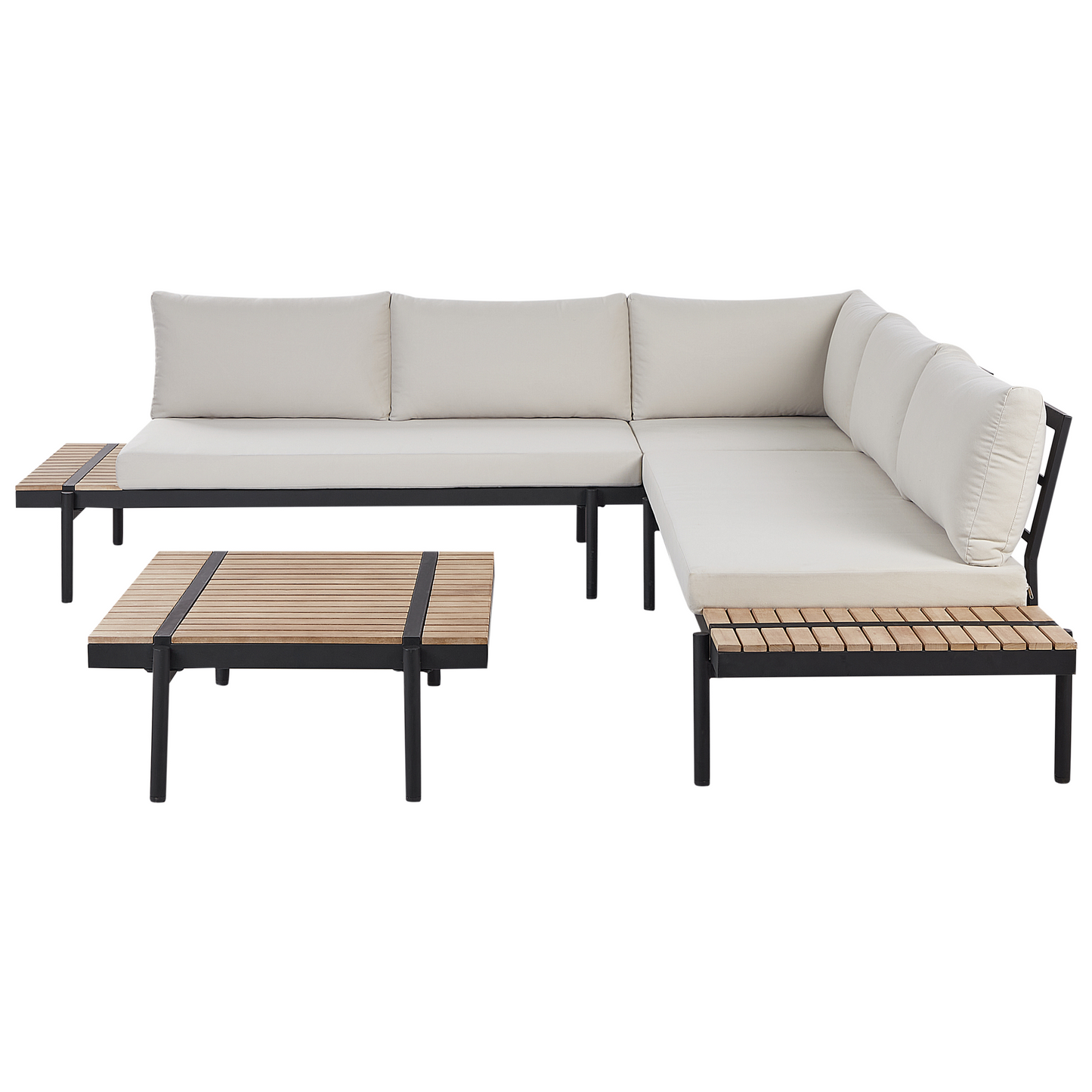 Corner Sofa Garden Set Off White Eucalyptus Coffee Table