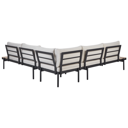Corner Sofa Garden Set Off White Eucalyptus Coffee Table