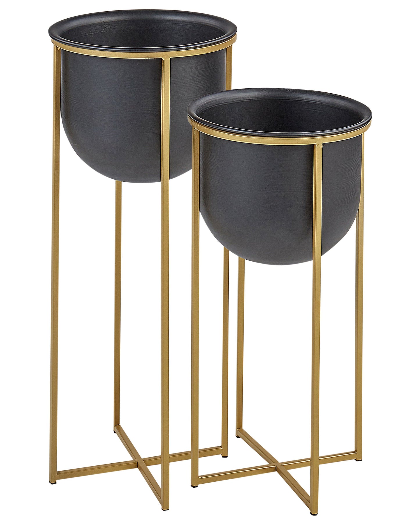 Arcadia Black Iron Plant Stands Set 2 56 and 46cm Modern Industrial