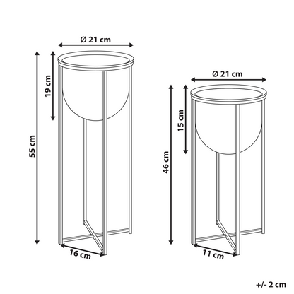 Arcadia Black Iron Plant Stands Set 2 56 and 46cm Modern Industrial