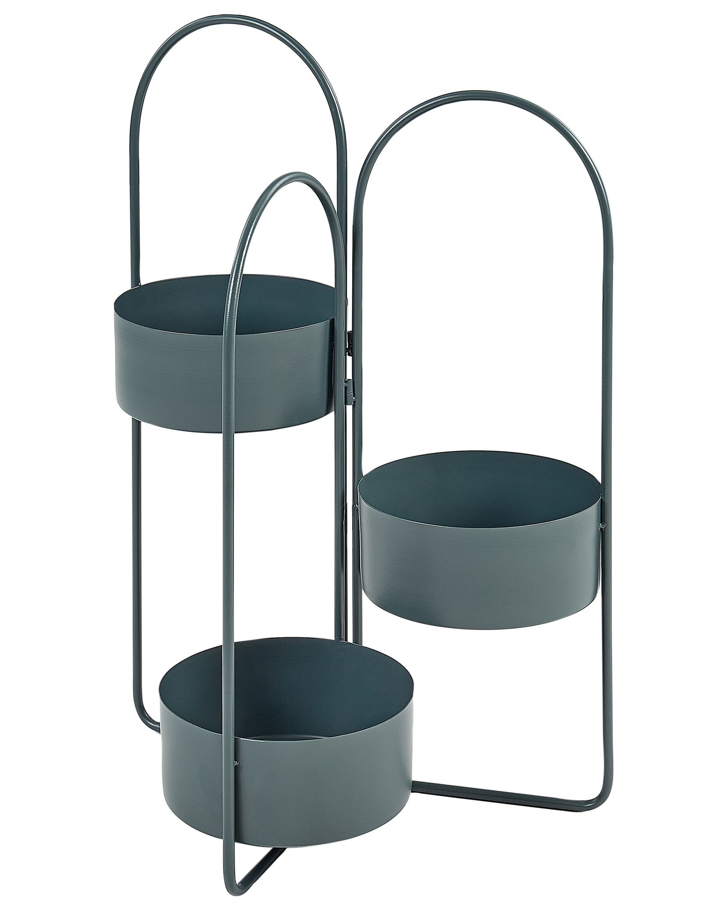 Foldable 3 Planter Plant Stand Dark Blue Iron 56 X 26 X 75