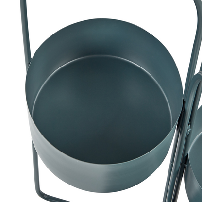 Foldable 3 Planter Plant Stand Dark Blue Iron 56 X 26 X 75
