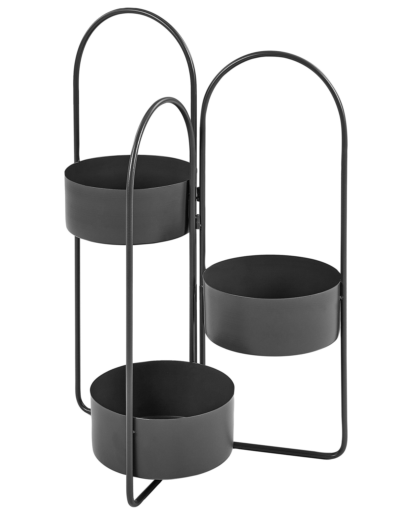 Black Iron Plant Stand 56 x 26 x 75cm Foldable Three Planters Indoor