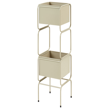 2-Tier Plant Stand Beige Iron 75cm Indoor Modern