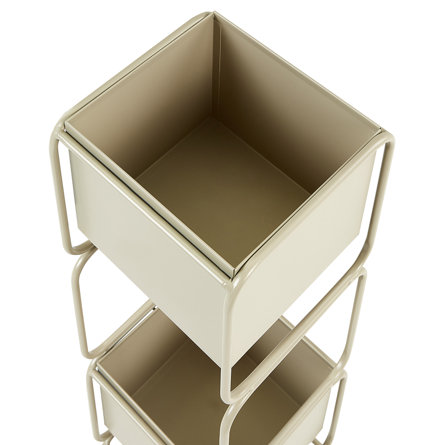 2-Tier Plant Stand Beige Iron 75cm Indoor Modern