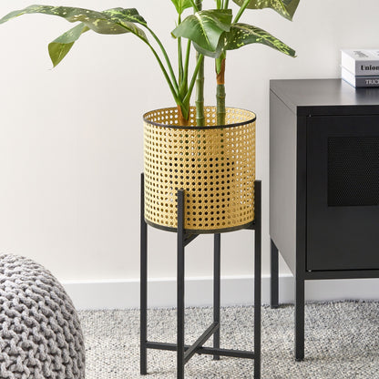 Foldable Iron 2-Tier Plant Stand Beige 25 x 25 x 60cm Indoor