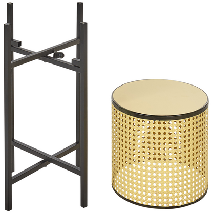 Foldable Iron 2-Tier Plant Stand Beige 25 x 25 x 60cm Indoor