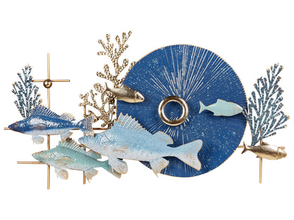 Blue and Gold Iron Handmade Wall Art Modern Wall Decor for Living Rooms and Mediterranea Inspired Interiors