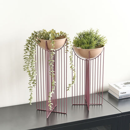 Pink Iron Plant Stands Set Of 2 55 By 45cm Indoor Modern