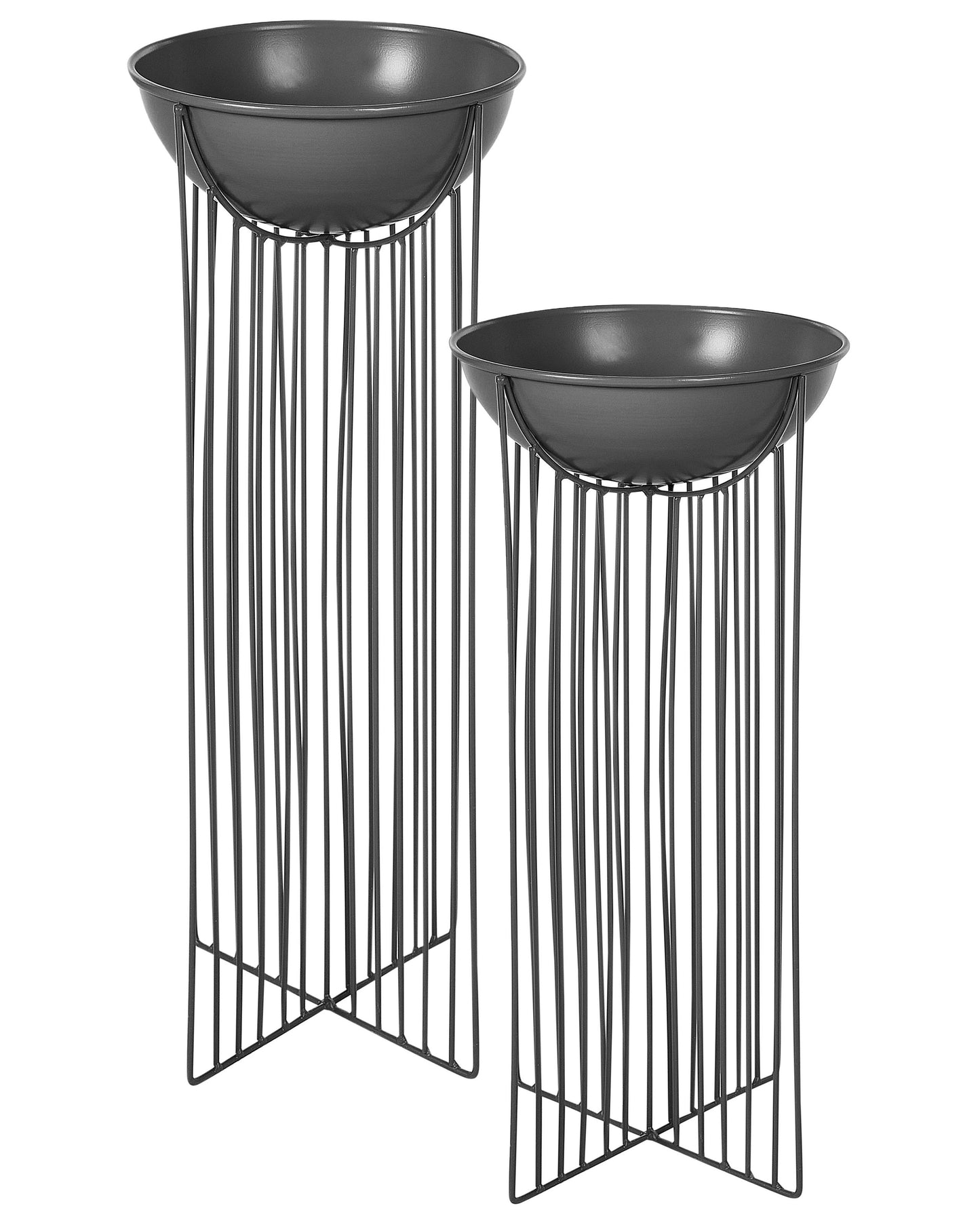 Set of 2 Black Iron Plant Stands 55cm and 45cm Indoor Modern Industrial