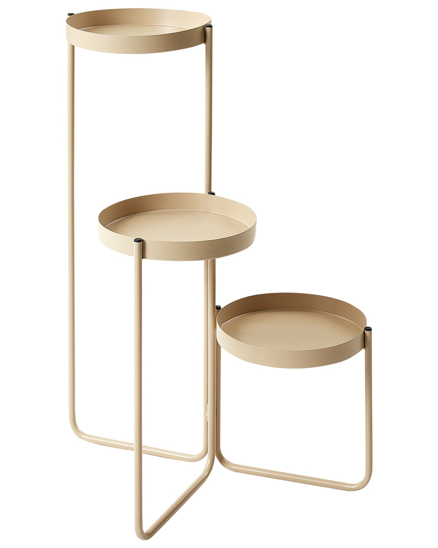 Beige Iron 3 Tier Plant Stand 21 x 42 x 60 Indoor Modern