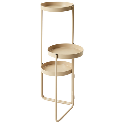 Beige Iron 3 Tier Plant Stand 21 x 42 x 60 Indoor Modern