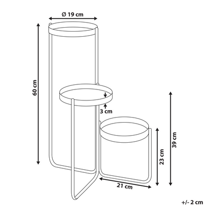 3-Tier Plant Stand Black Iron 21 x 42 x 60cm