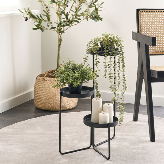 3-Tier Plant Stand Black Iron 21 x 42 x 60cm