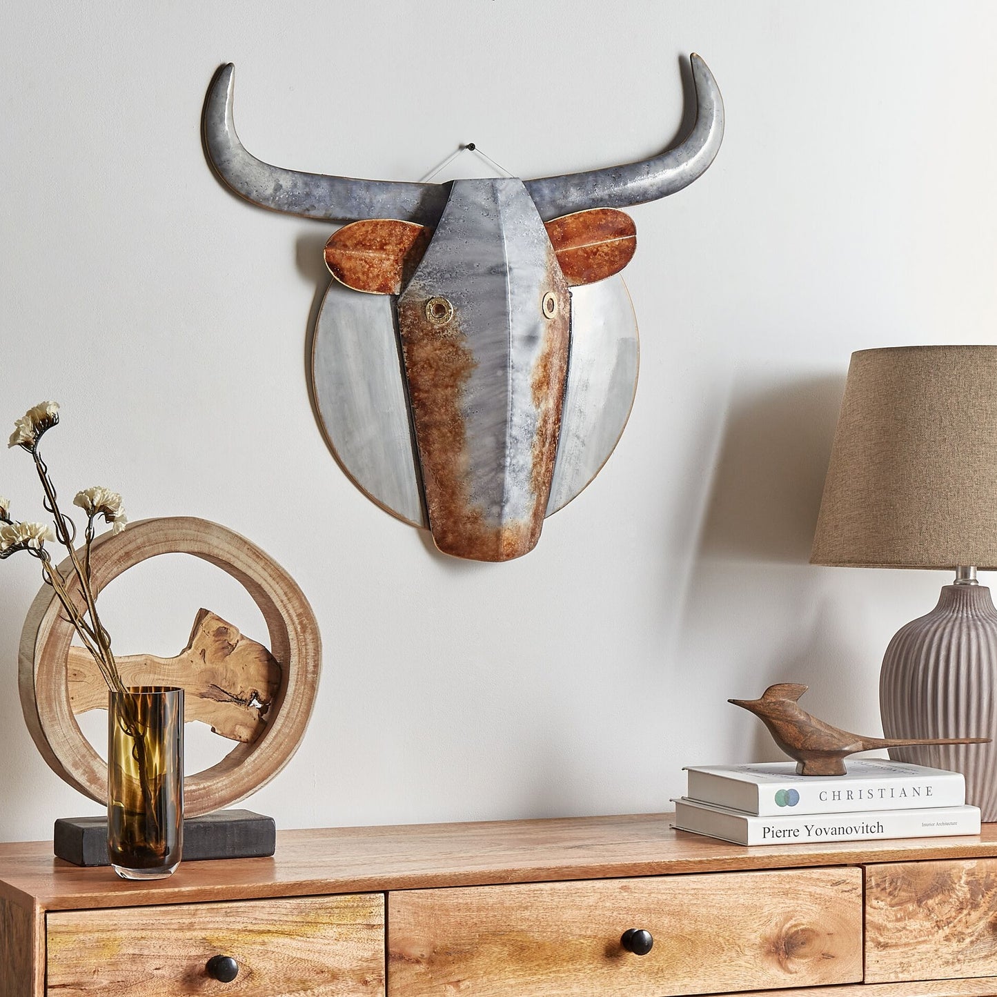 Iron Animal Wall Art Grey Copper Accent Handmade