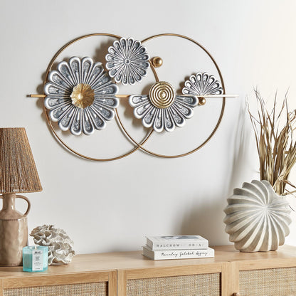Handmade Gold And Grey Iron Wall Art Two Circles