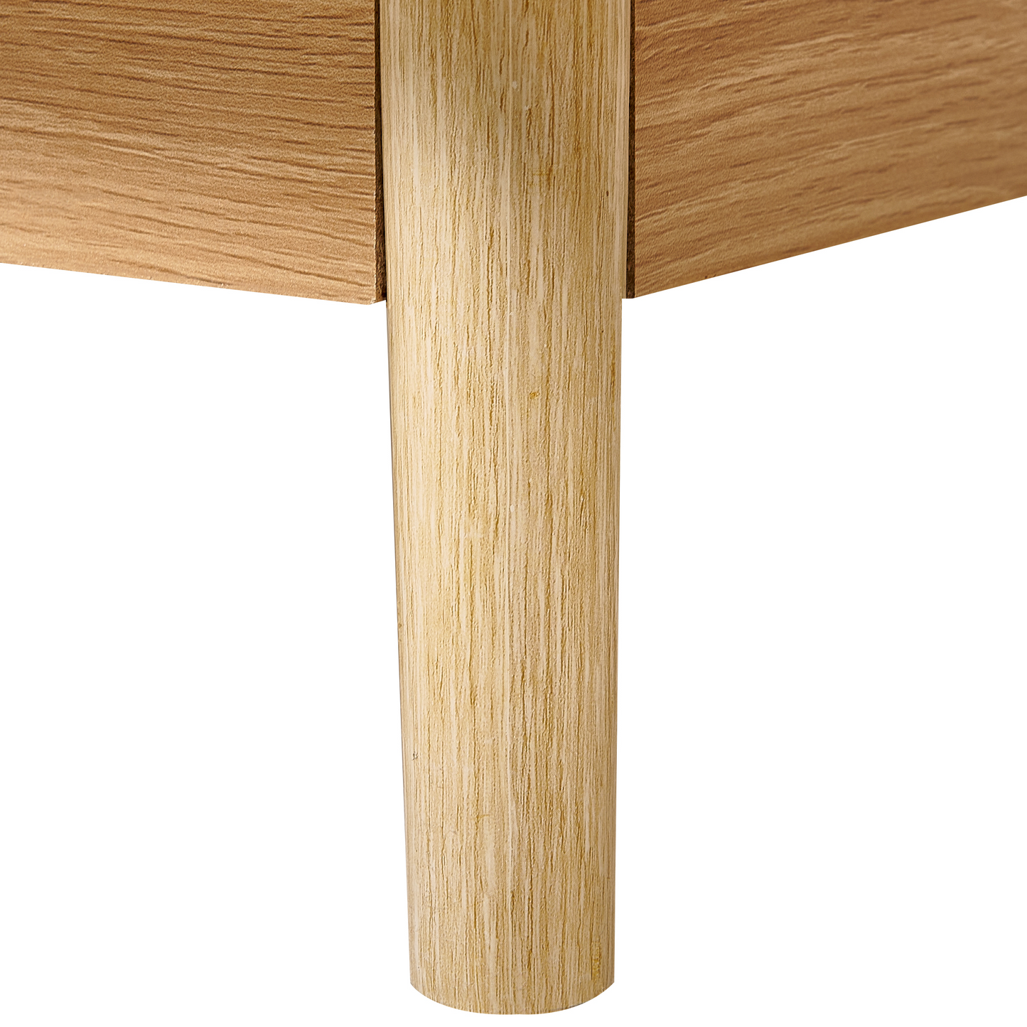 Bedside Nightstand With Pine Wood Drawer And Rattan Front