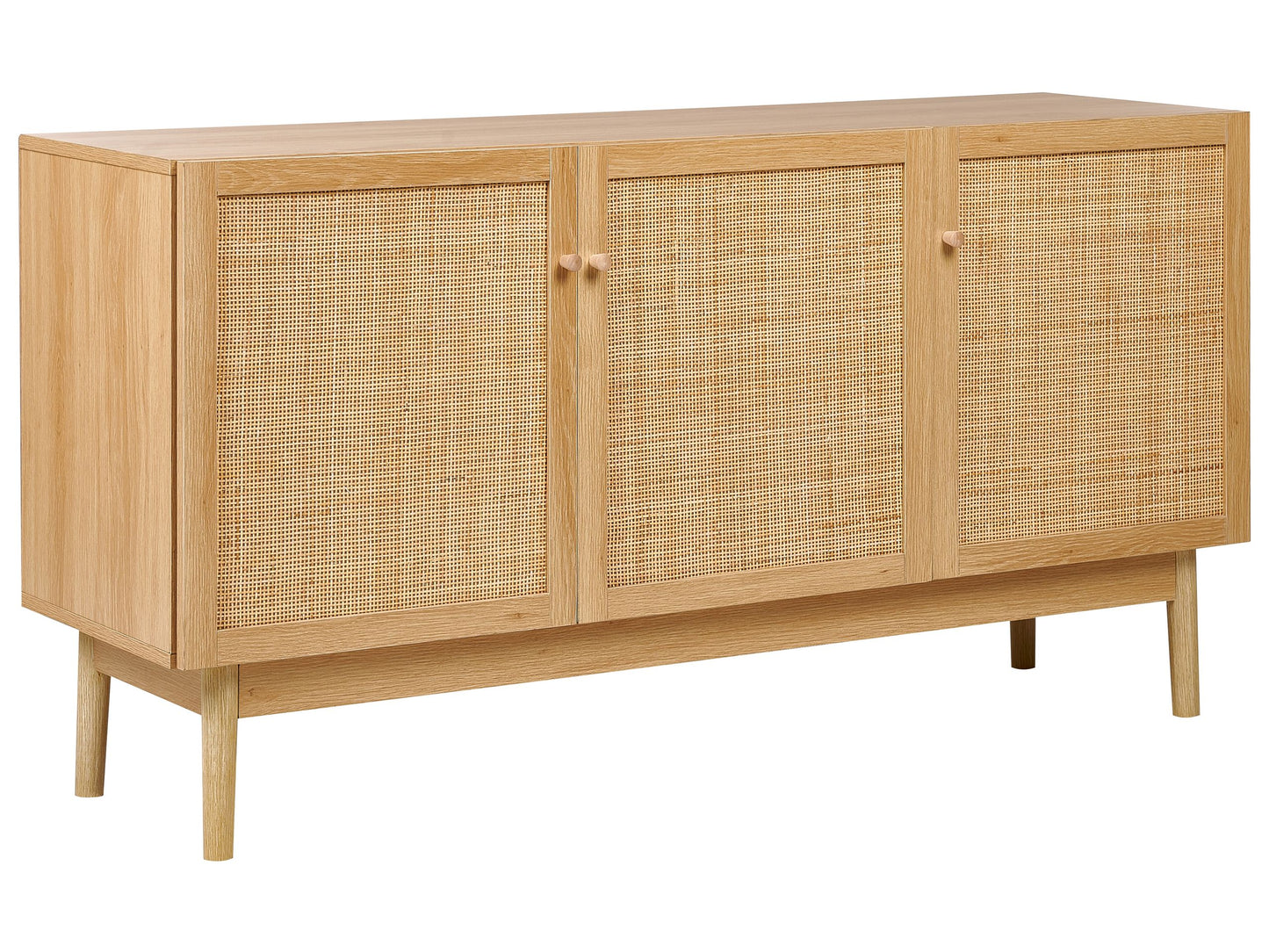 Three Door Sideboard Boho Pine Wood Natural Finish