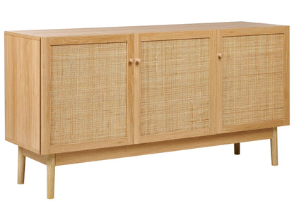 Three Door Sideboard Boho Pine Wood Natural Finish