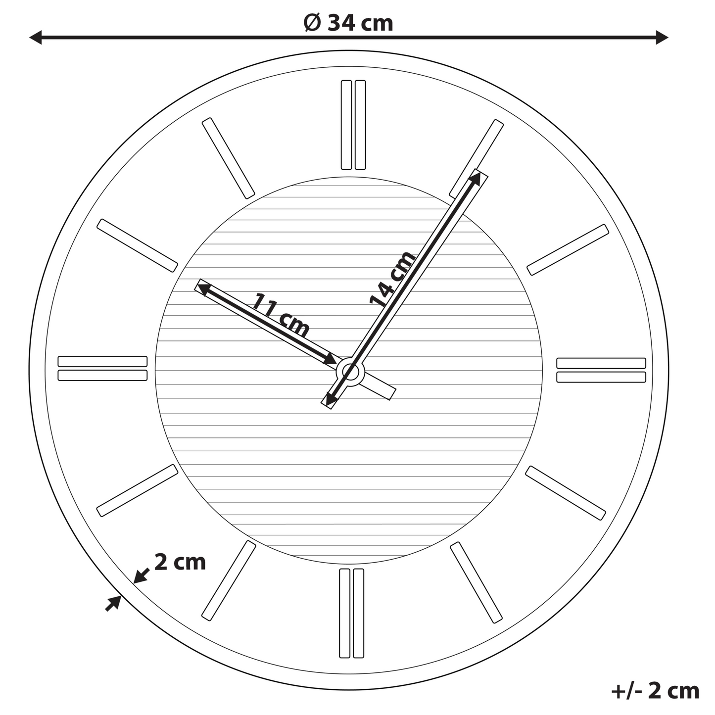 Design Wall Clock Without Numbers Black 34cm