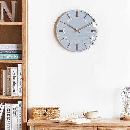 Design Wall Clock Grey Metal 34cm Diameter No Numbers
