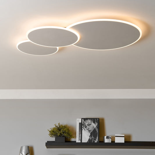 Ceiling Lamp White Acrylic Shade Round Design Dimmable LED