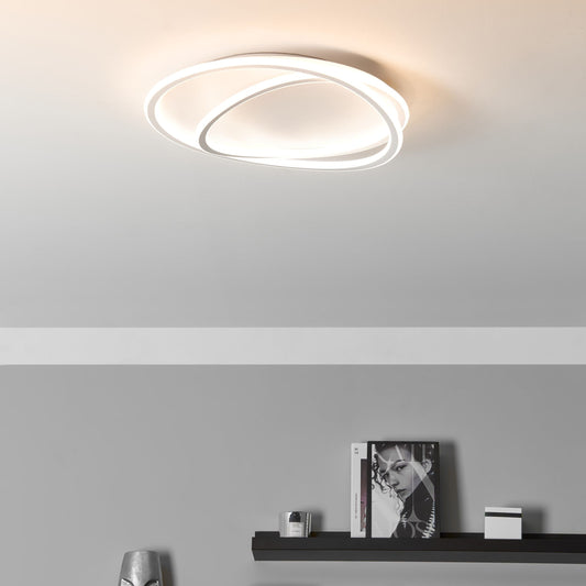 Ceiling Lamp White Acrylic Shade Round LED Dimmable Light For Living Room