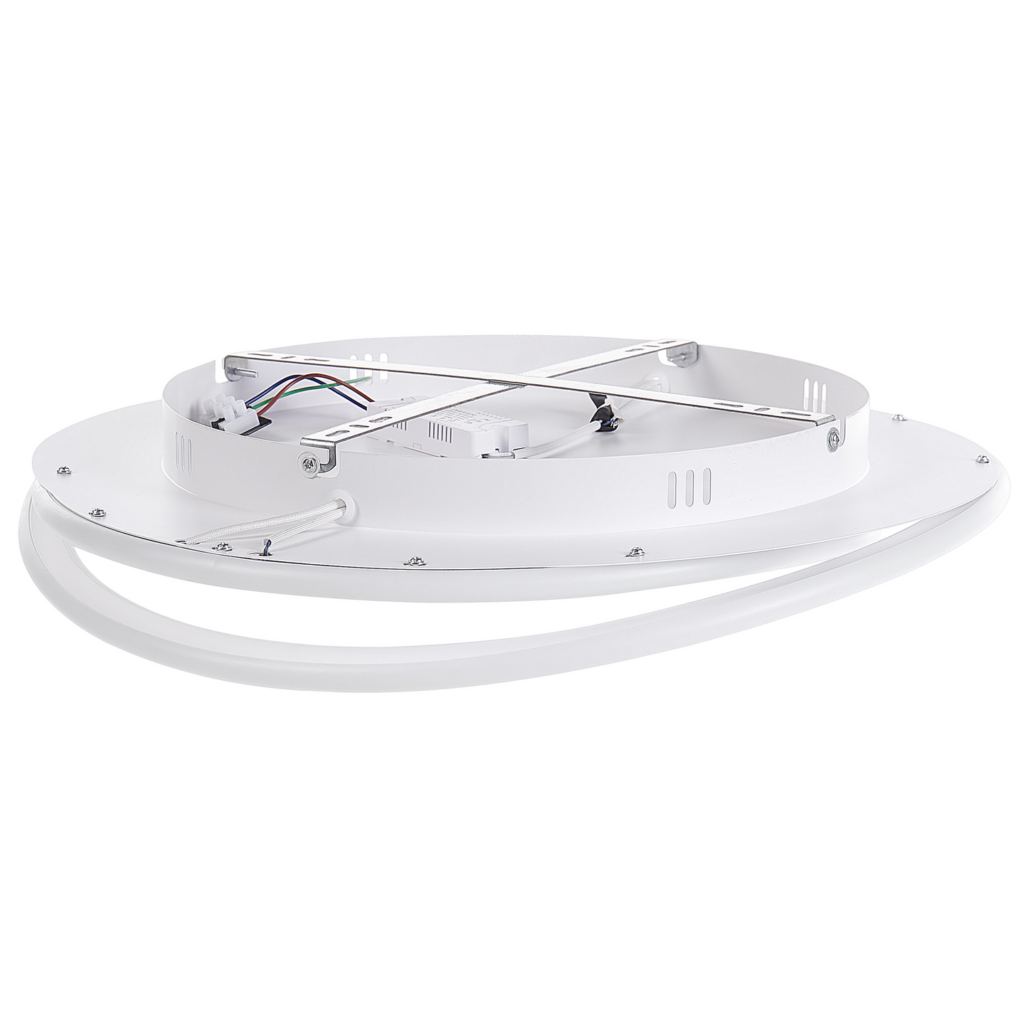 Ceiling Lamp White Acrylic Shade Round LED Dimmable Light For Living Room