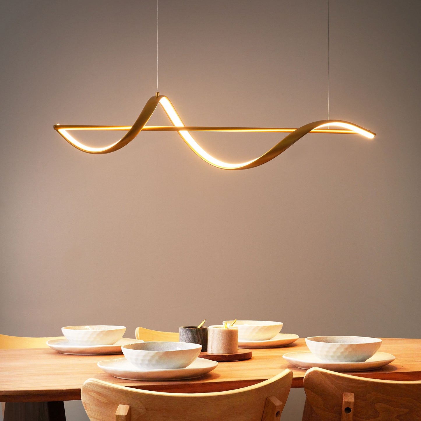 Led Pendant Lamp Gold Metal Suspension Modern Minimalist Design Accent Light