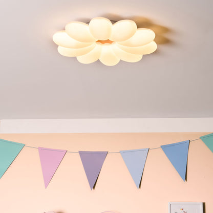 Ceiling Lamp With White Acrylic Flower Shade For Kids Room Design Accent Lighting