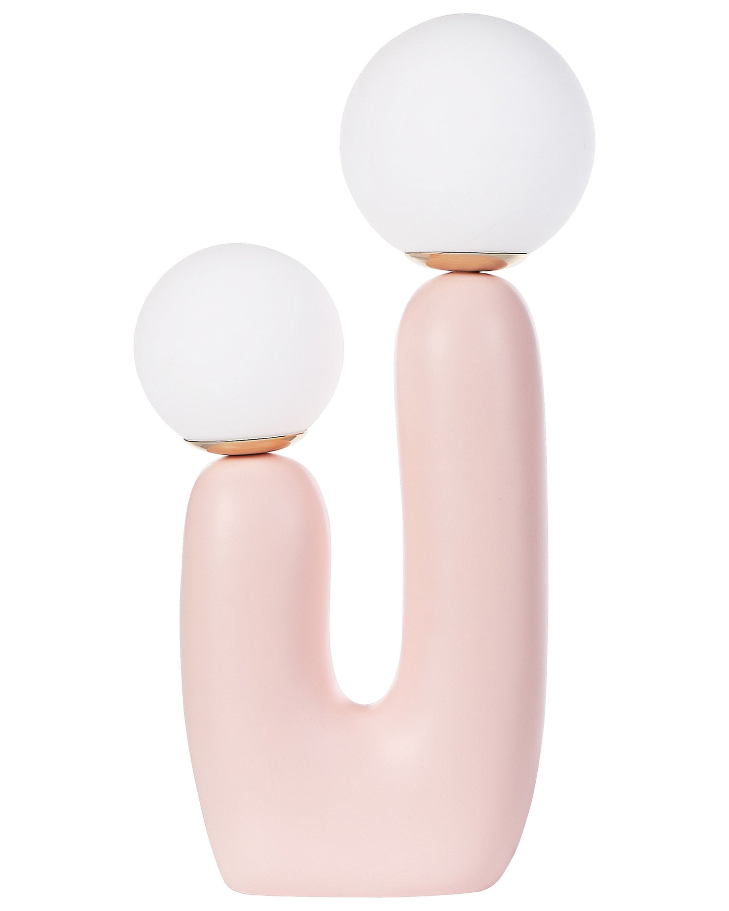 Home Pink Resin Table Lamp With U Shaped Base And Double Shade