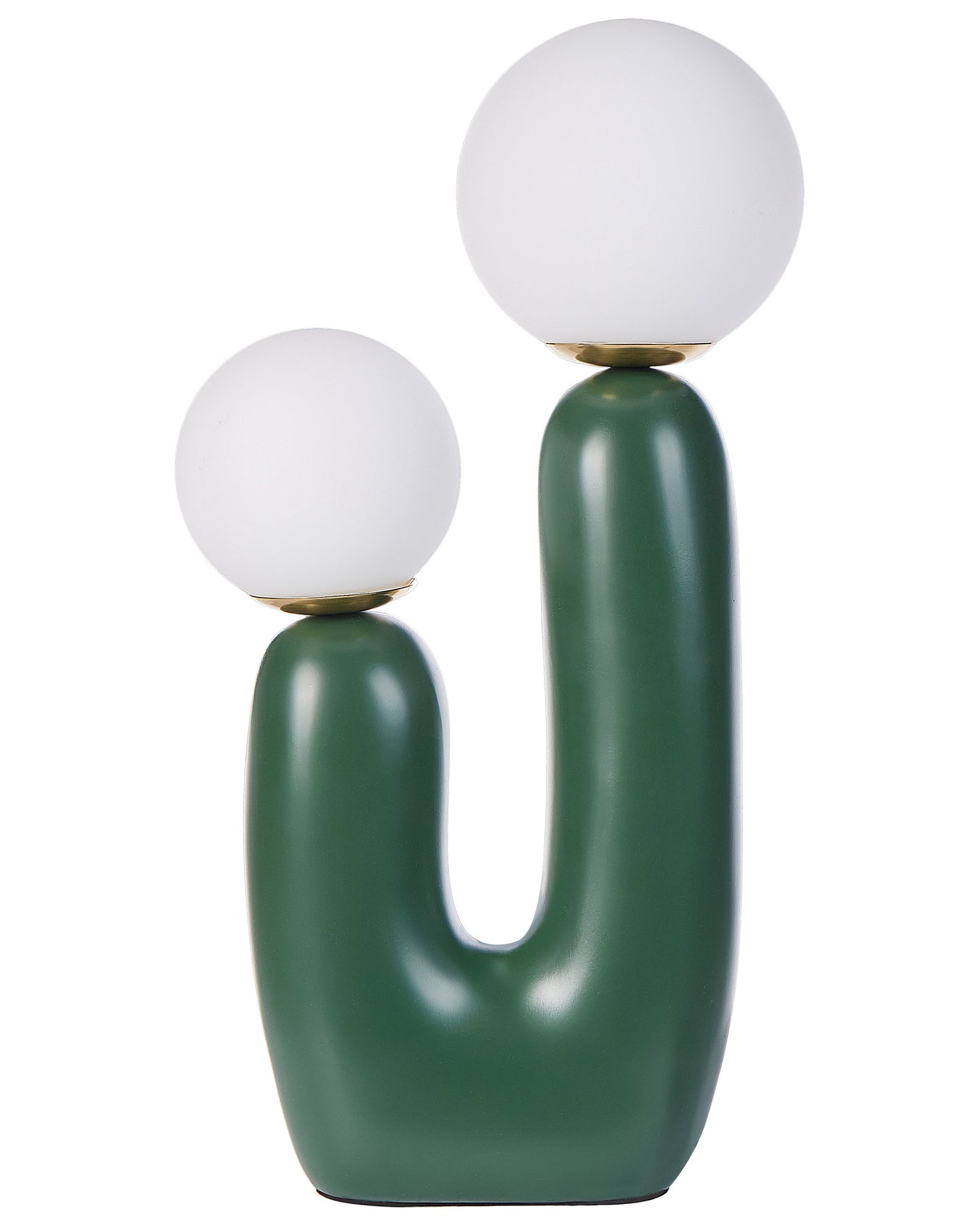 Table Lamp Green Resin Base U Shape Glass Double Shade
