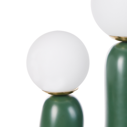 Table Lamp Green Resin Base U Shape Glass Double Shade