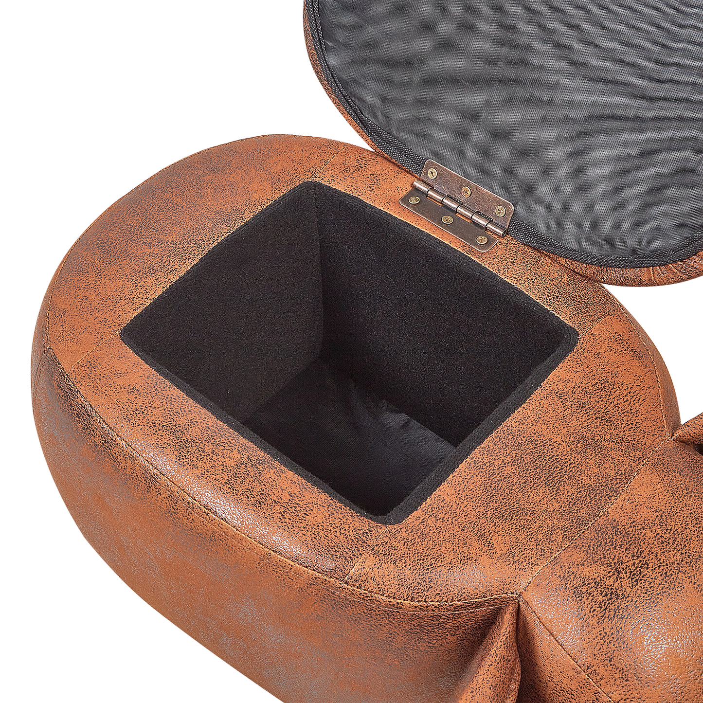 Elephant Kids Stool Storage Brown Faux Leather Wooden Legs