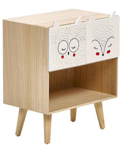 Light Brown 2 Drawer Nightstand Animal Theme Bedside Table