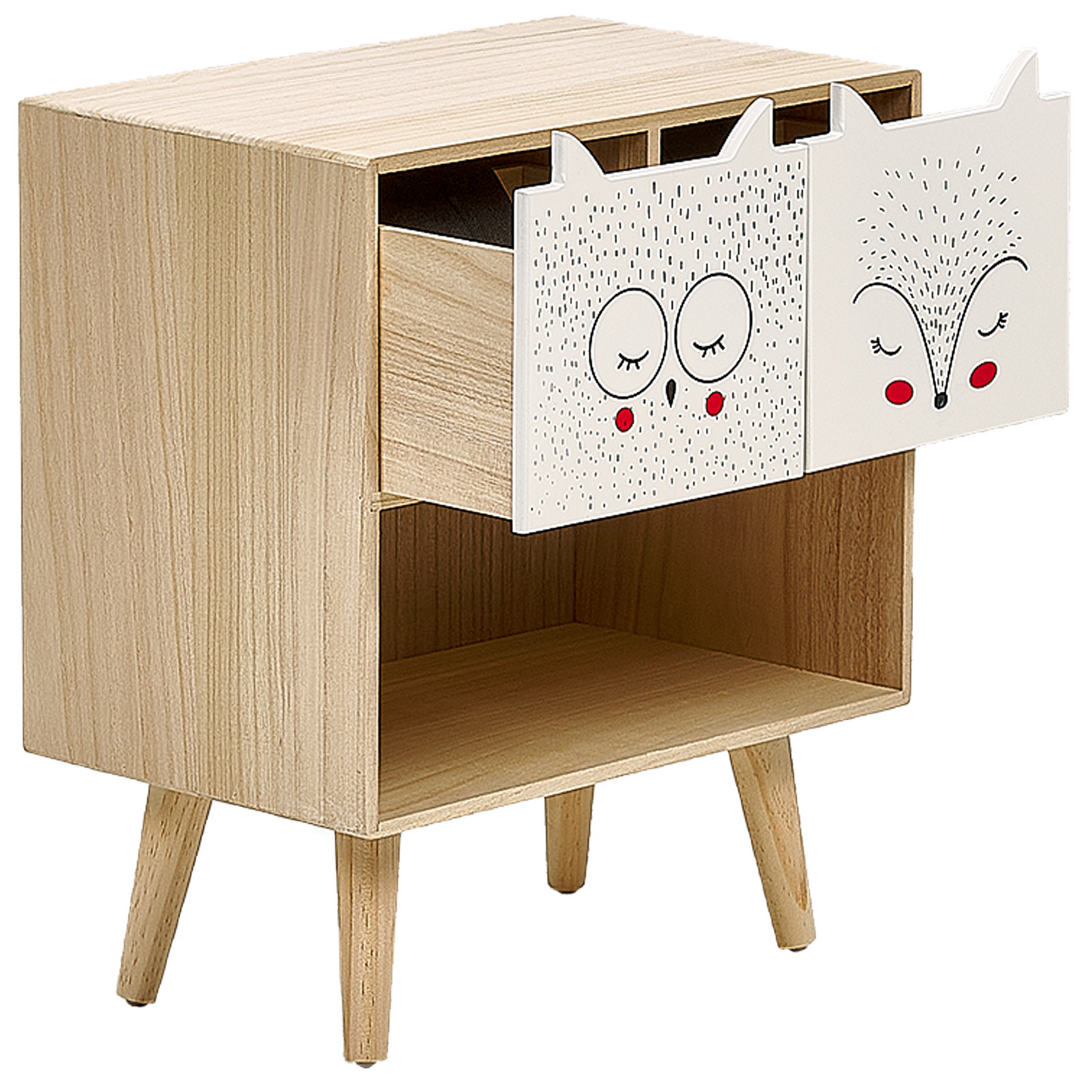 Light Brown 2 Drawer Nightstand Animal Theme Bedside Table