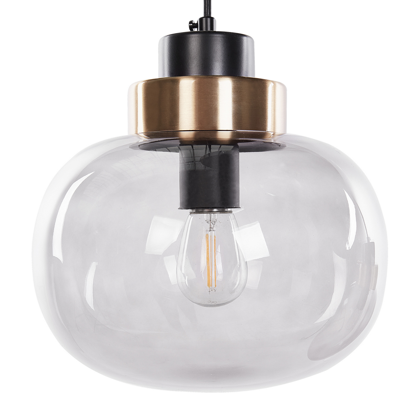 Living Four Light Pendant Lamp Grey Transparent Glass Shades With Black Iron Modern Design