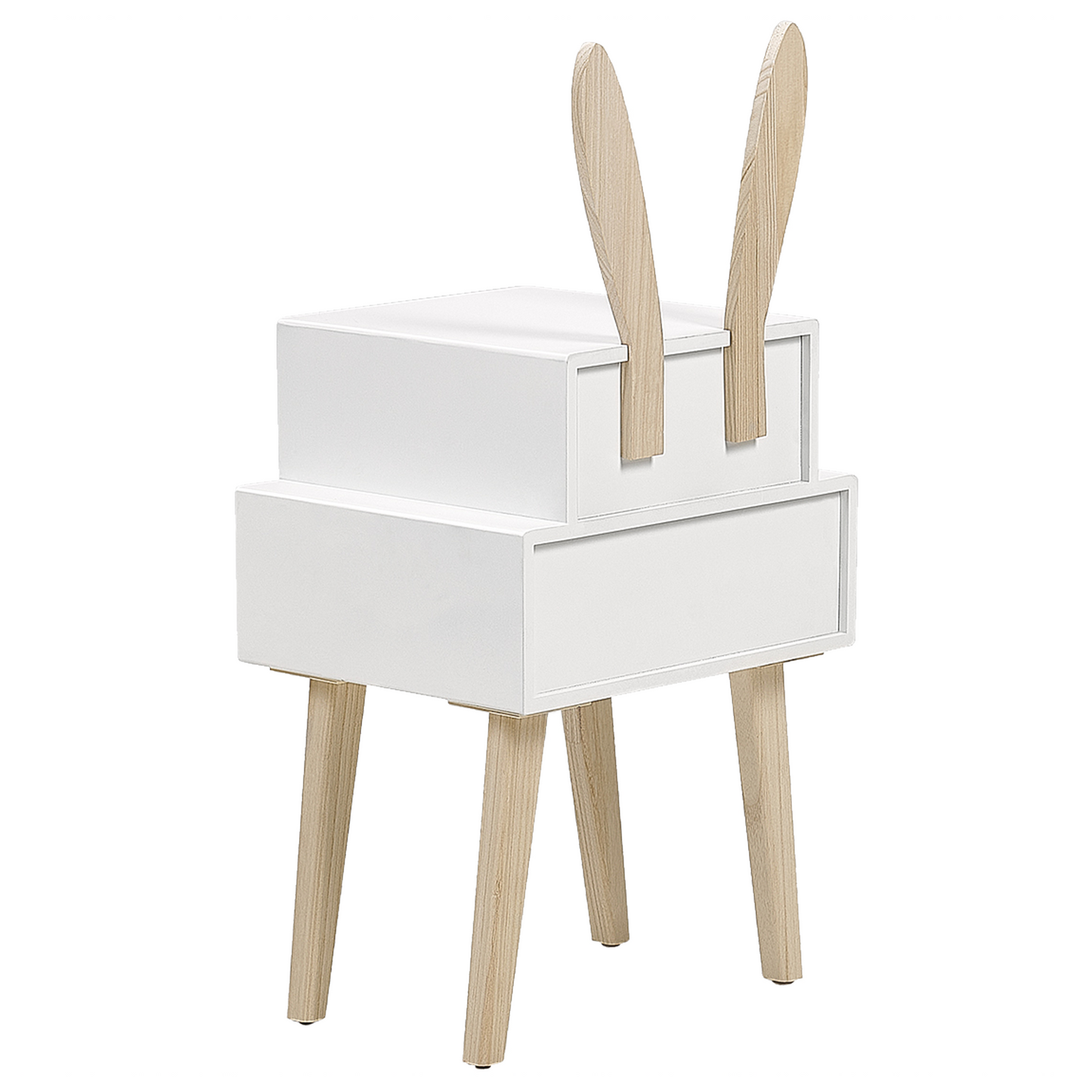 Bunny Ear Nightstand White Finish With 2 Drawers