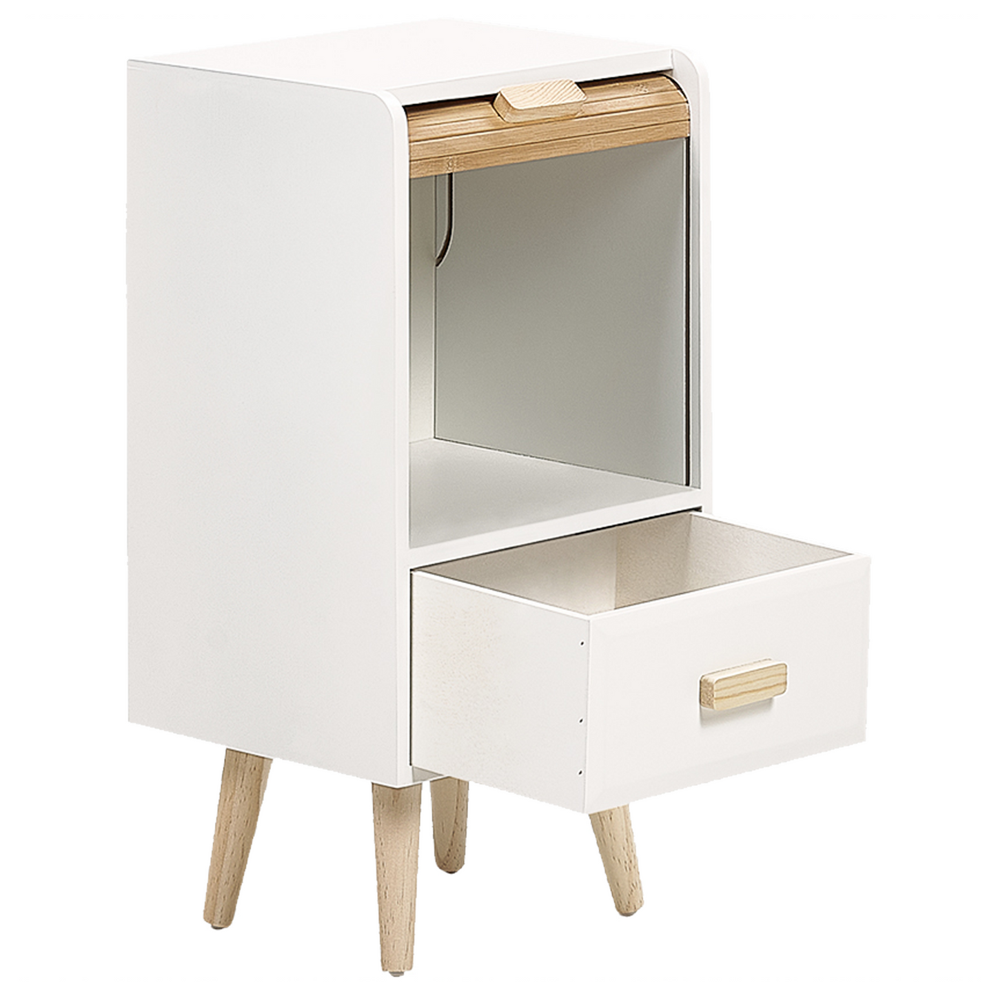 Kids Bedside Table Nightstand White Light Wood 1 Drawer