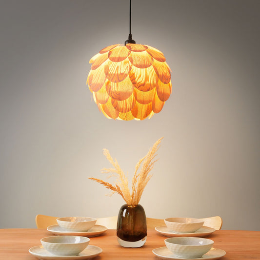 Pendant Lamp Acorn Shade Natural Bamboo Wood
