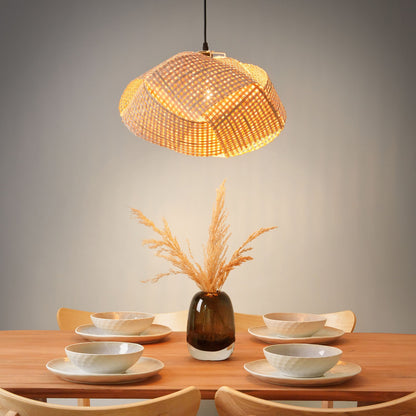 Bamboo Pendant Lamp Natural Wood Woven Light Brown