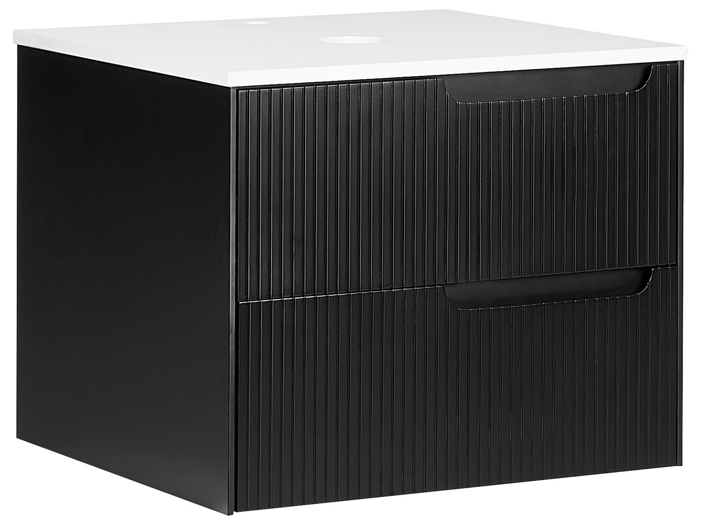 LuxeHome Black MDF Wall Mounted Cabinet 60x52 Fluted Front