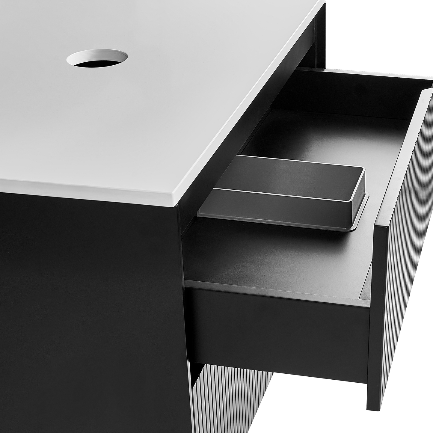 LuxeHome Black MDF Wall Mounted Cabinet 60x52 Fluted Front