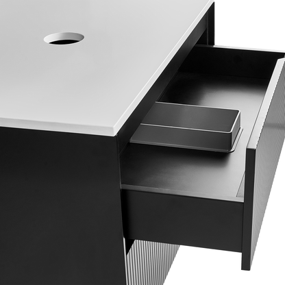 LuxeHome Black MDF Wall Mounted Cabinet 60x52 Fluted Front