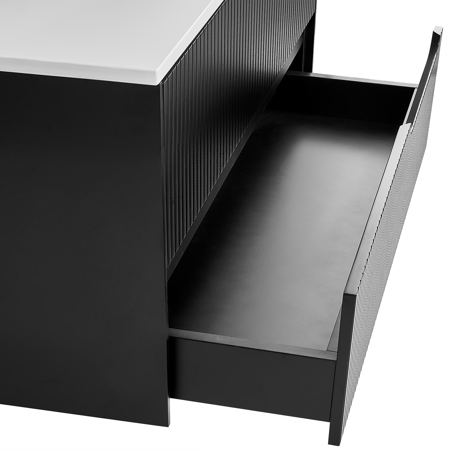 LuxeHome Black MDF Wall Mounted Cabinet 60x52 Fluted Front