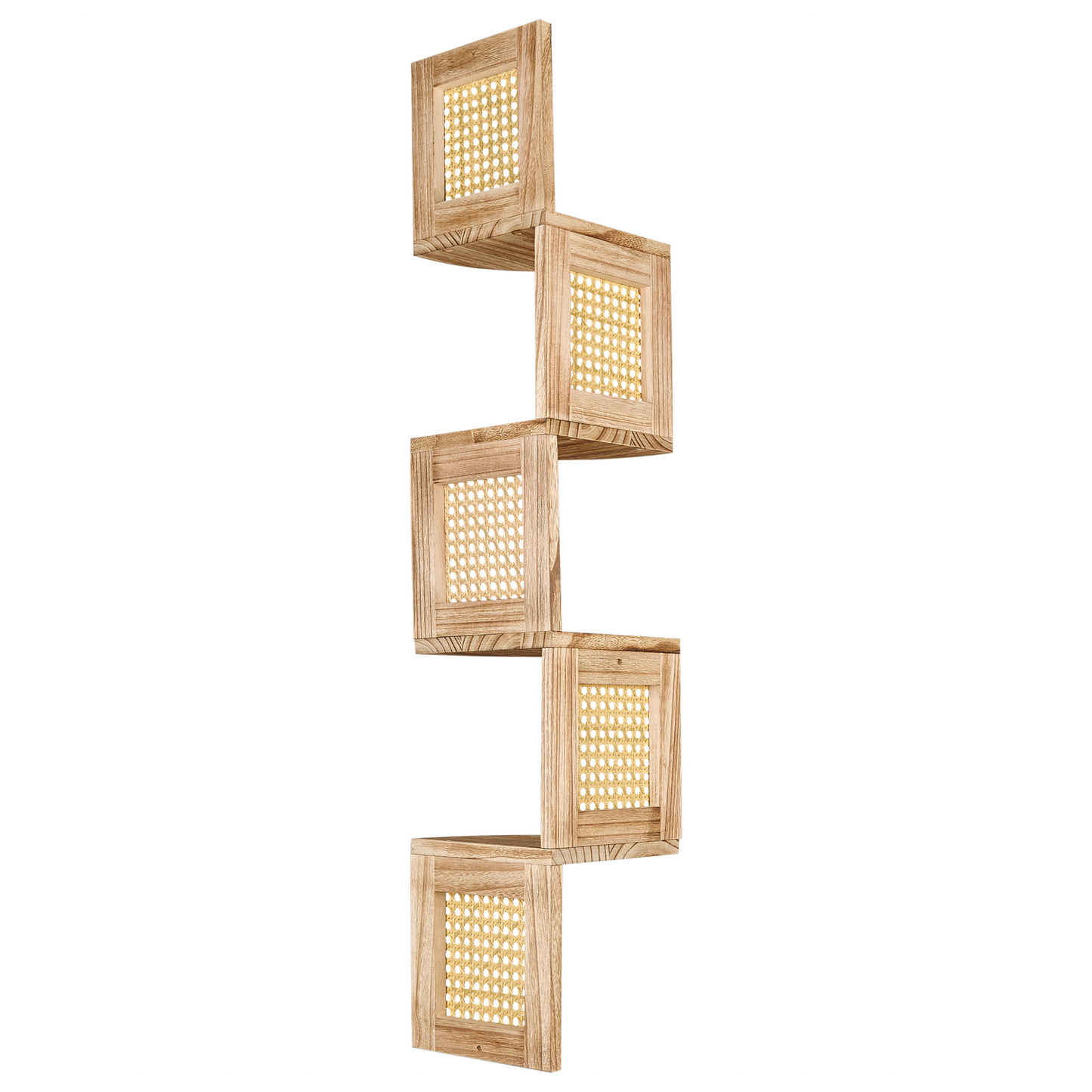 Corner Wall Bookcase 4-Tier Light Brown Engineered Wood