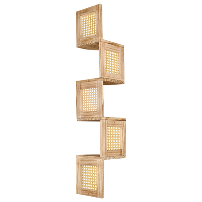 Corner Wall Bookcase 4-Tier Light Brown Engineered Wood