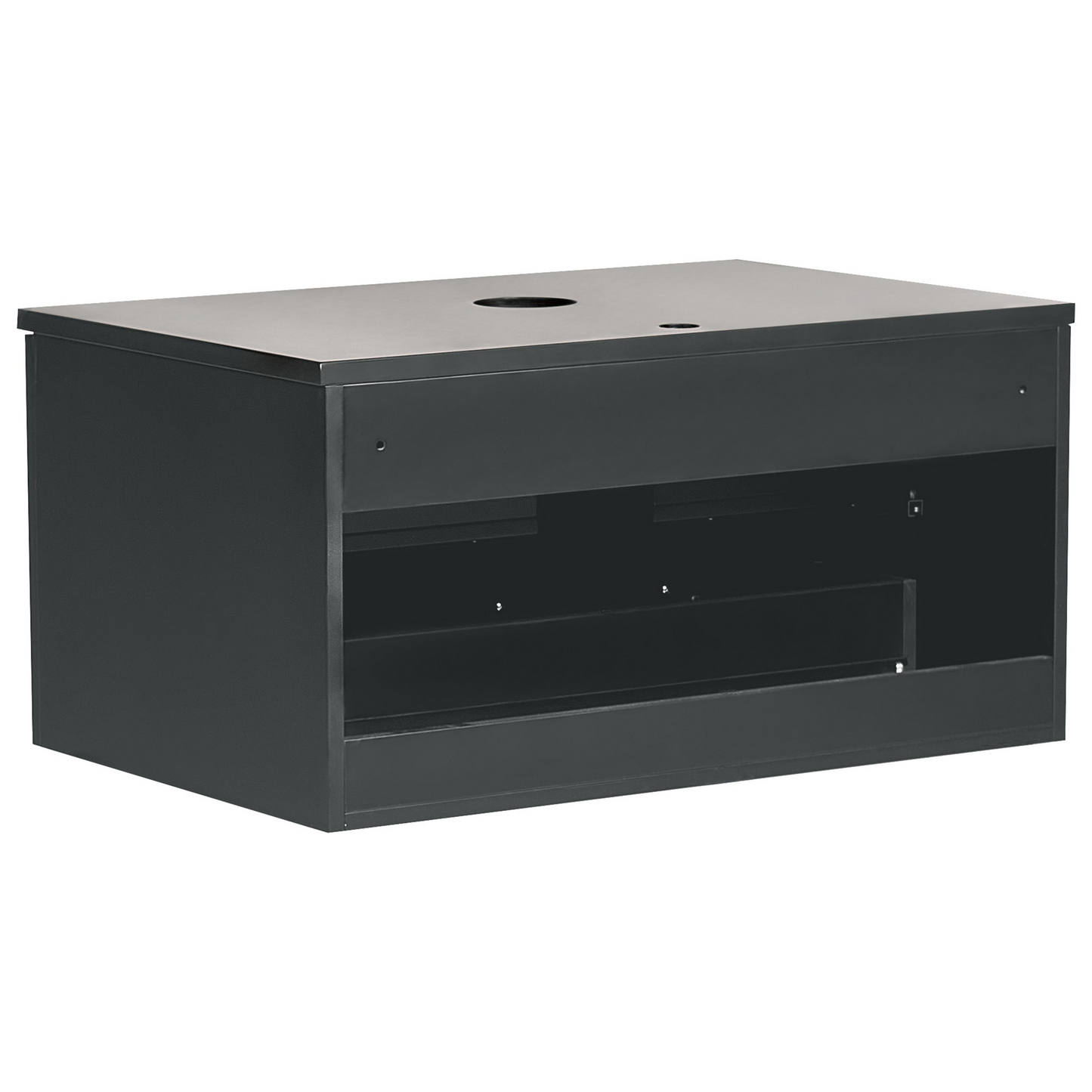 Brand Fluted Wall Mounted Bathroom Cabinet Black 80x52 Cm Drawer