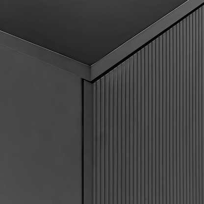 Brand Fluted Wall Mounted Bathroom Cabinet Black 80x52 Cm Drawer